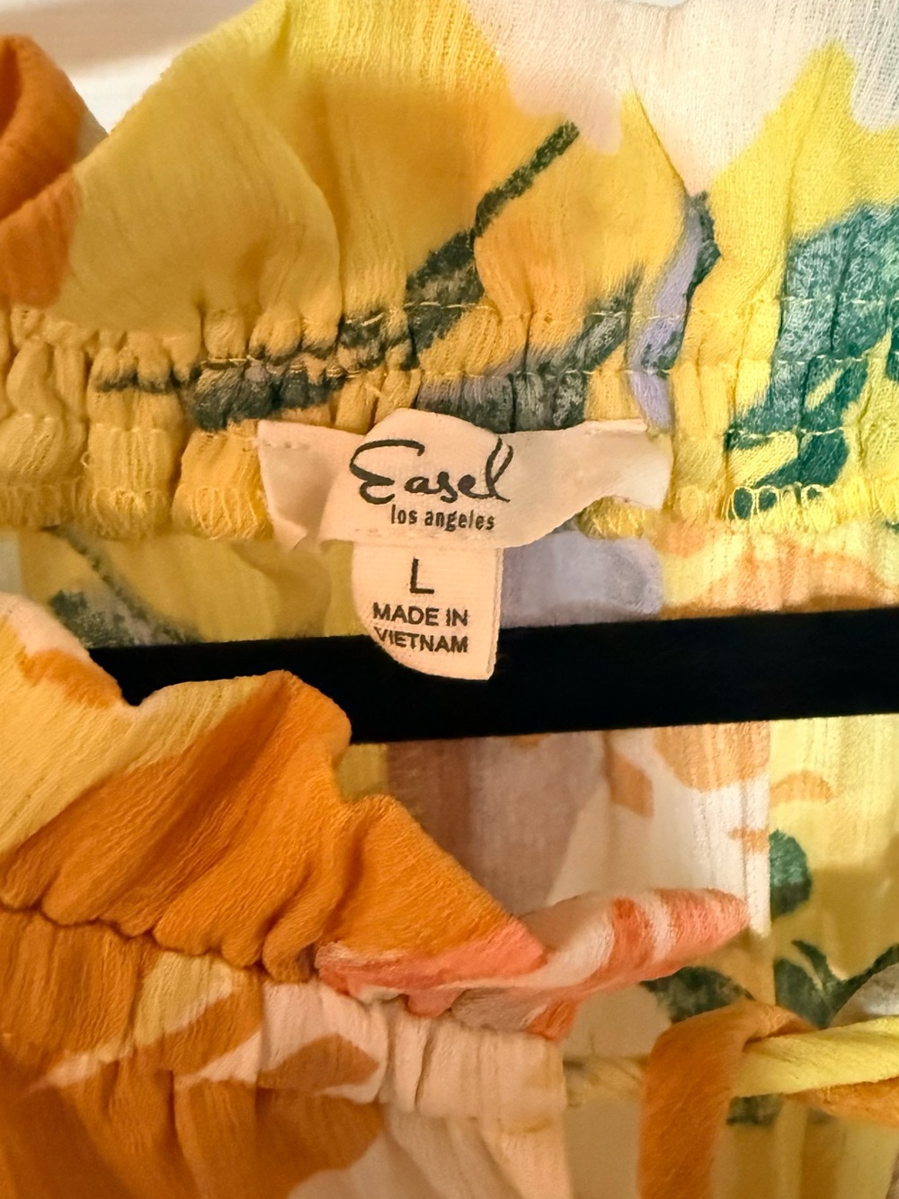 easel Yellow Floral Tiered Maxi Dress with Tassel Tie - Picture 4 of 9